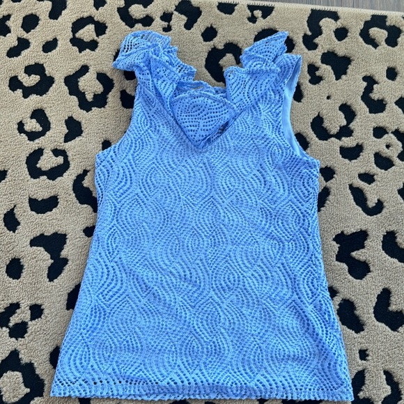 Lilly Pulitizer Alessa Light Blue Peri Flowing Leaf Lace Size Small - Picture 5 of 7